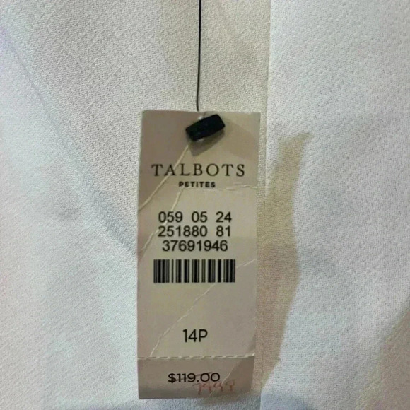 NWT Talbot white Womens 14 petite straight leg slacks - flaw shown in picture! - Picture 2 of 5